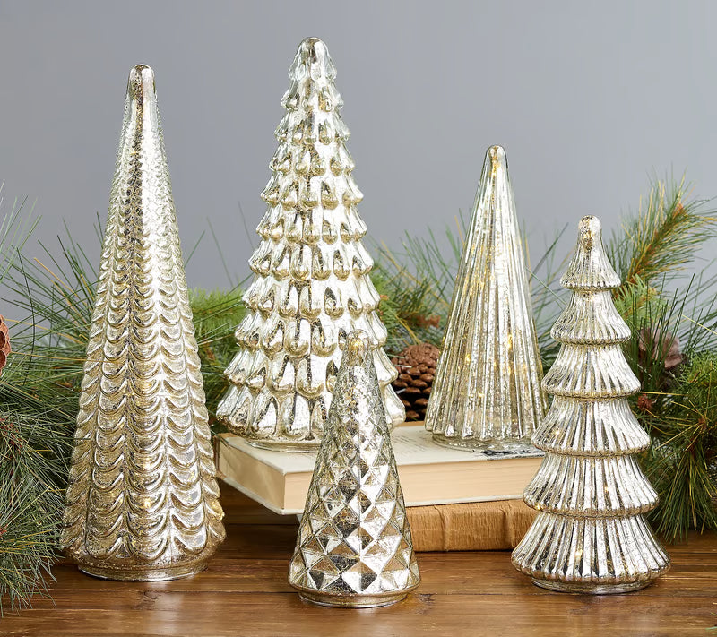 Ensemble de 5 arbres illuminés en verre mercure de la collection BFF