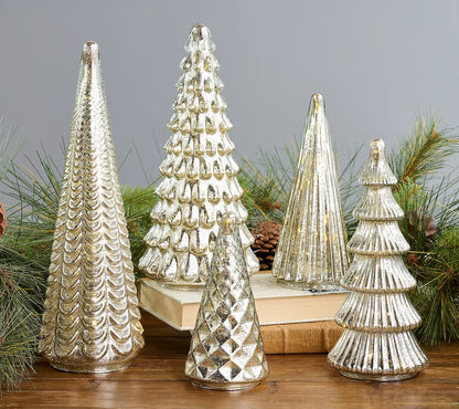 Ensemble de 5 arbres illuminés en verre mercure de la collection BFF