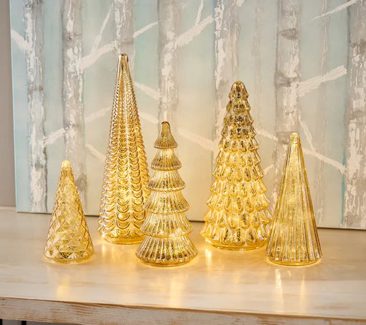 Ensemble de 5 arbres illuminés en verre mercure de la collection BFF