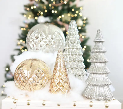 Ensemble de 5 arbres illuminés en verre mercure de la collection BFF